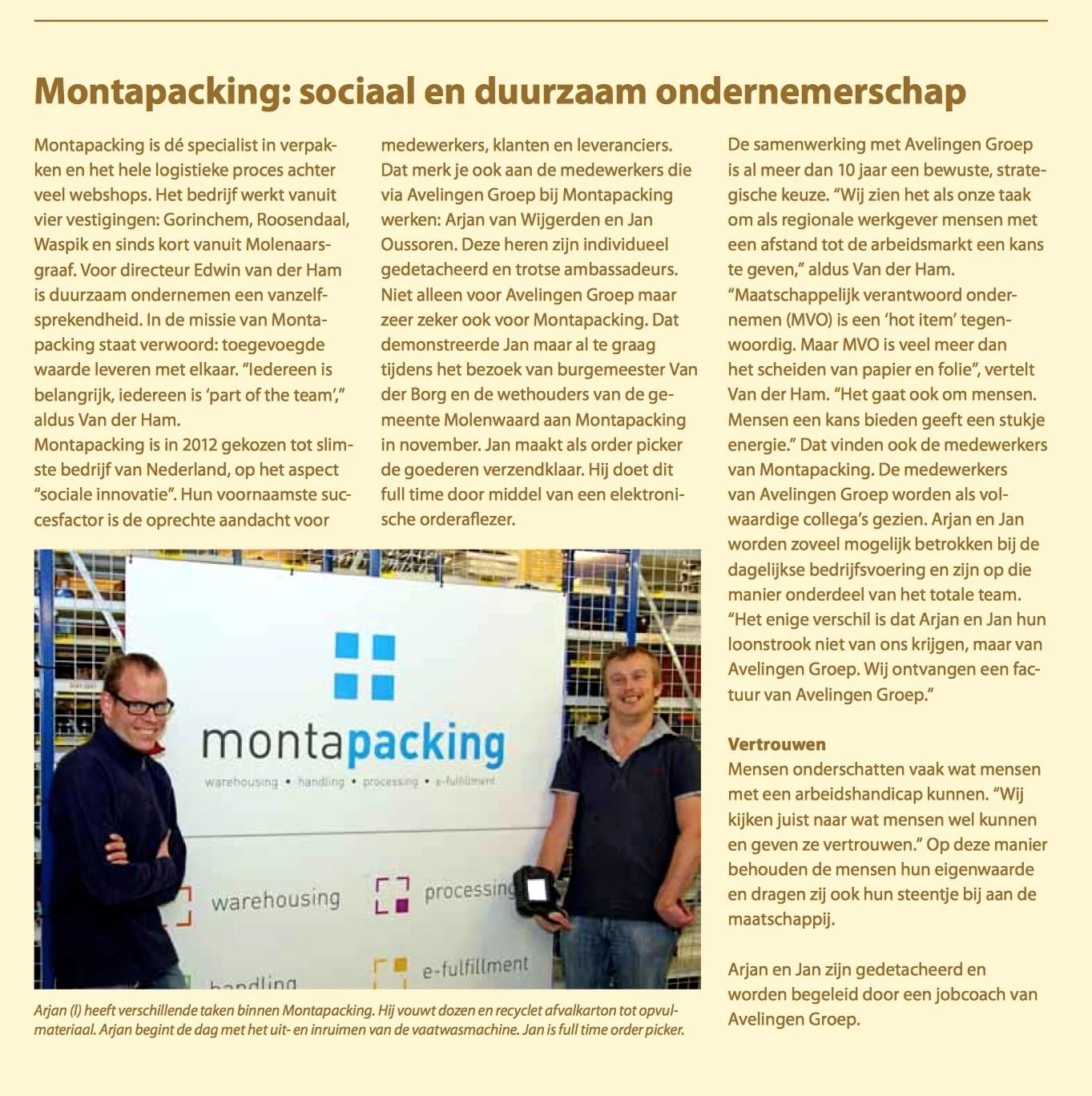 Montapacking: sociaal en duurzaam ondernemerschap